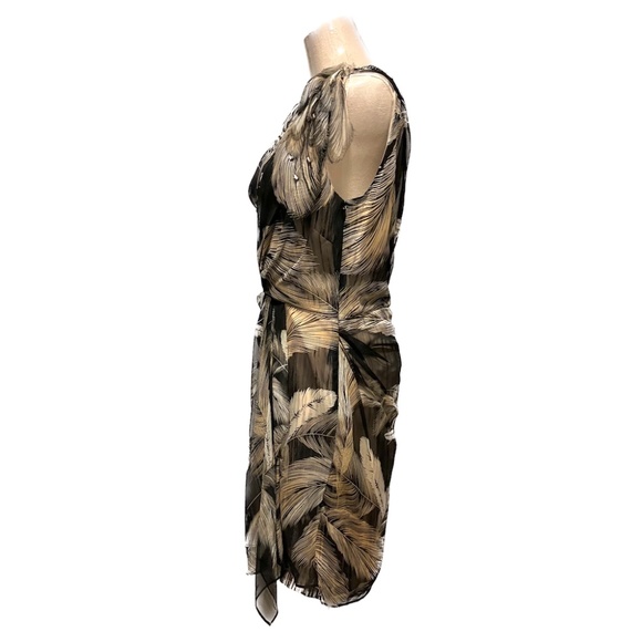 New! Diane Von Furstenberg brown and ivory feather silk dress, size 6 - Picture 8 of 10